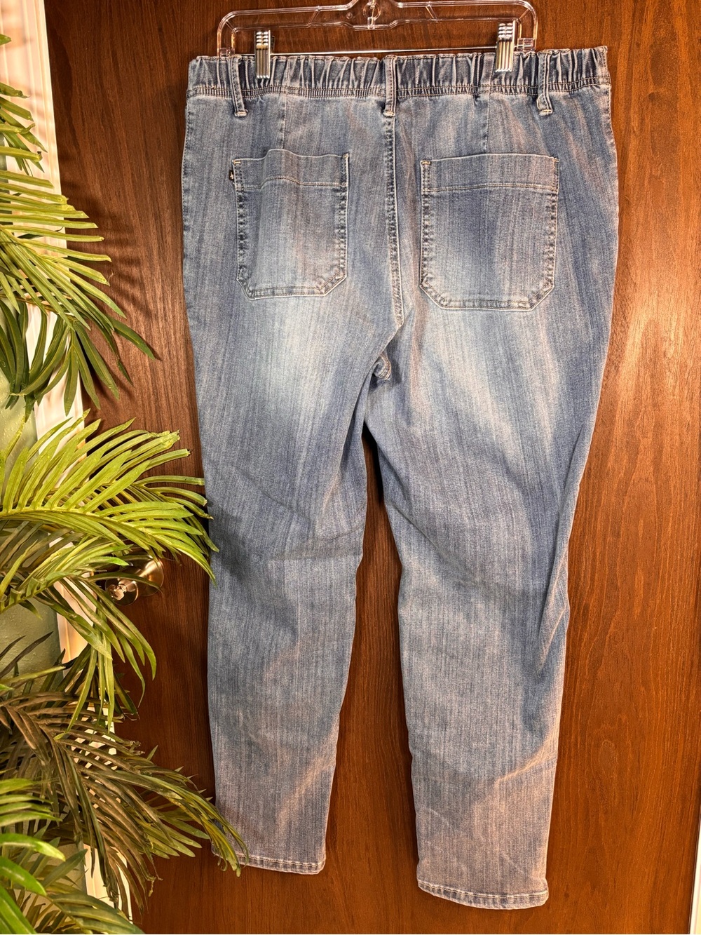Judy Blue High Rise Elastic Waist Jeans Size 15/32 Drawstring Straight Leg Denim - Picture 3 of 6